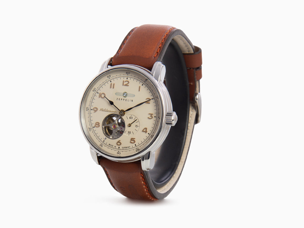 Zeppelin Méditerranée Automatik Uhr with Open Heart, Beige, 40 mm, 9666-5
