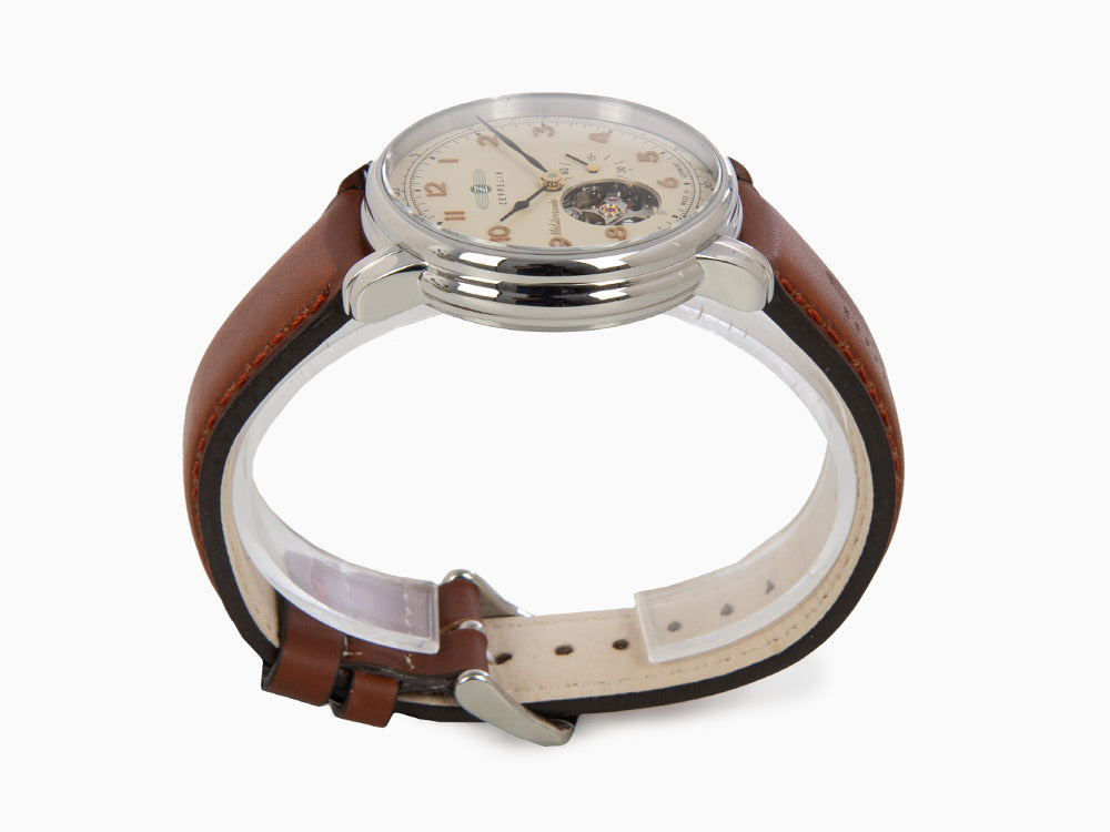 Zeppelin Méditerranée Automatik Uhr with Open Heart, Beige, 40 mm, 9666-5