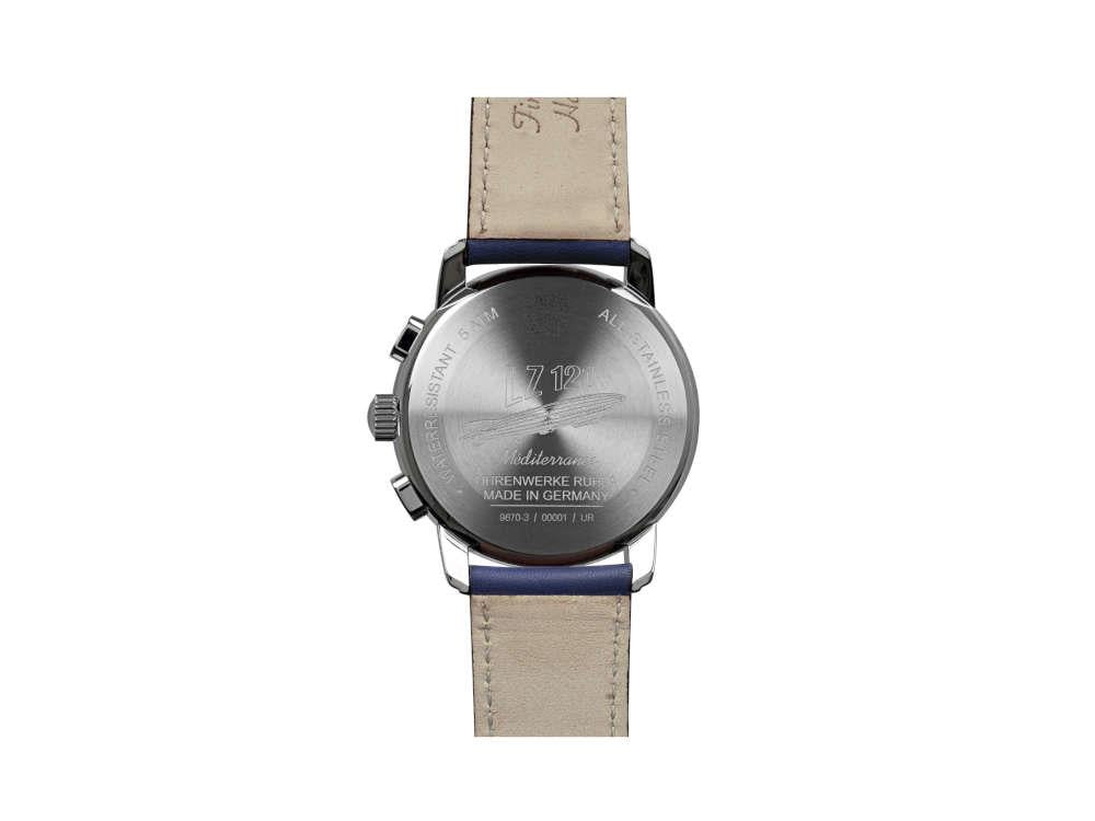 Zeppelin Méditerranée Chronograph Quartz Uhr, Blau, 42 mm, 9670-3