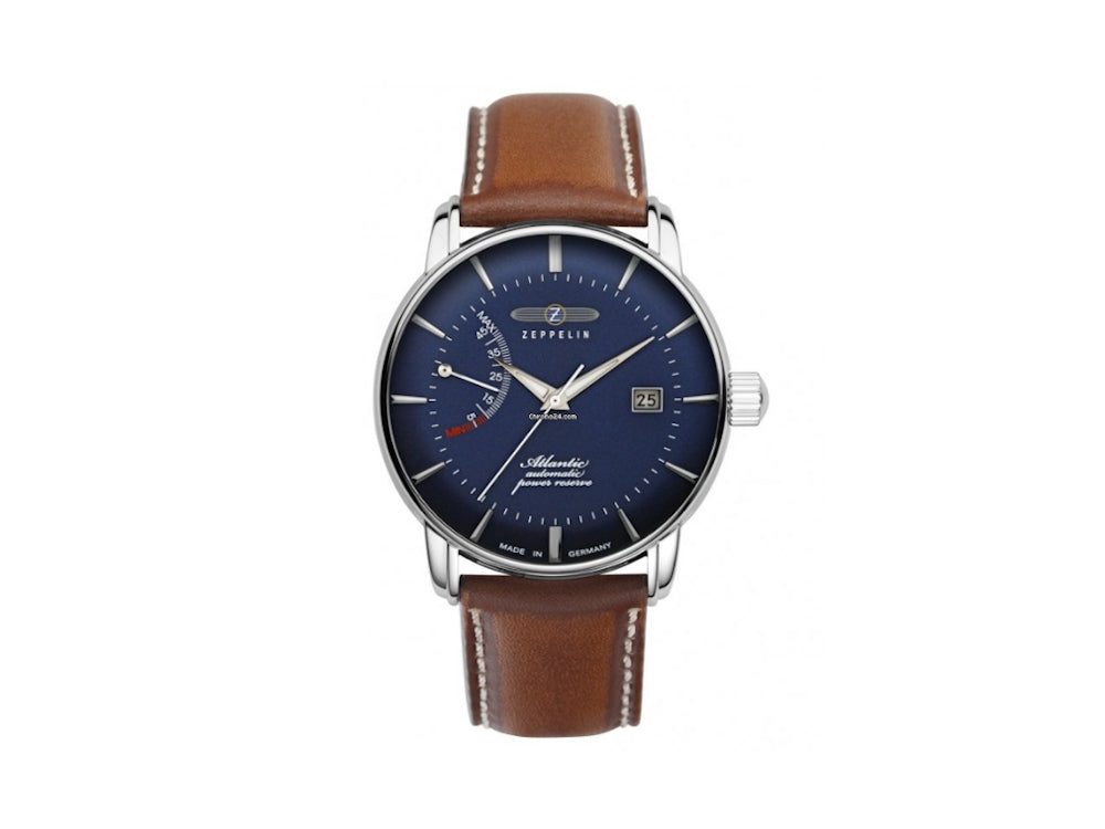 Zeppelin Atlantic Automatik Uhr, Blau, 42 mm, Tag, Lederband, 8462-3