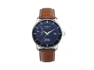 Zeppelin Atlantic Automatik Uhr, Blau, 42 mm, Tag, Lederband, 8462-3