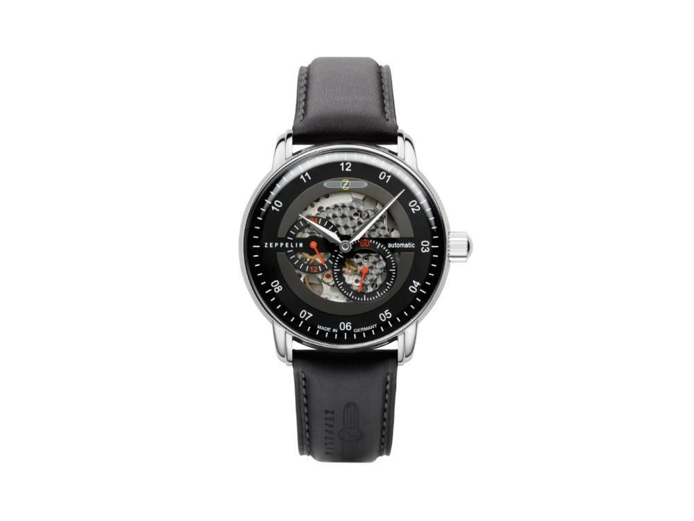 Zeppelin Captain Line Automatik Uhr, Schwarz, 43 mm, Lederband, 8664-2