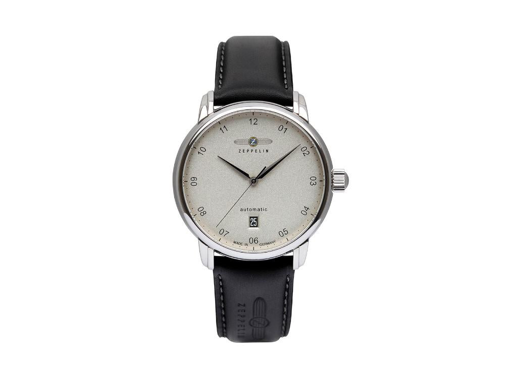 Zeppelin Captain Line Automatik Uhr, Weiss, 41 mm, Tag, Lederband, 8652-1