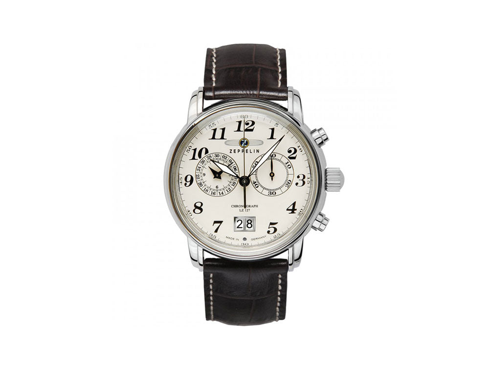 Zeppelin LZ 127 Graf Zeppelin Quartz Uhr, Beige, 40 mm, Tag, Chronograph, 7684-5