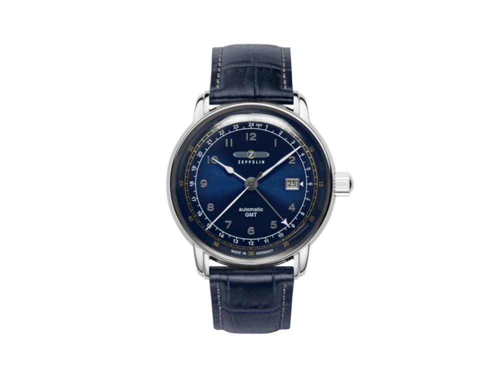 Zeppelin LZ 129 Hindenburg Automatik Uhr, Blau, 42 mm, GMT, 7668-3