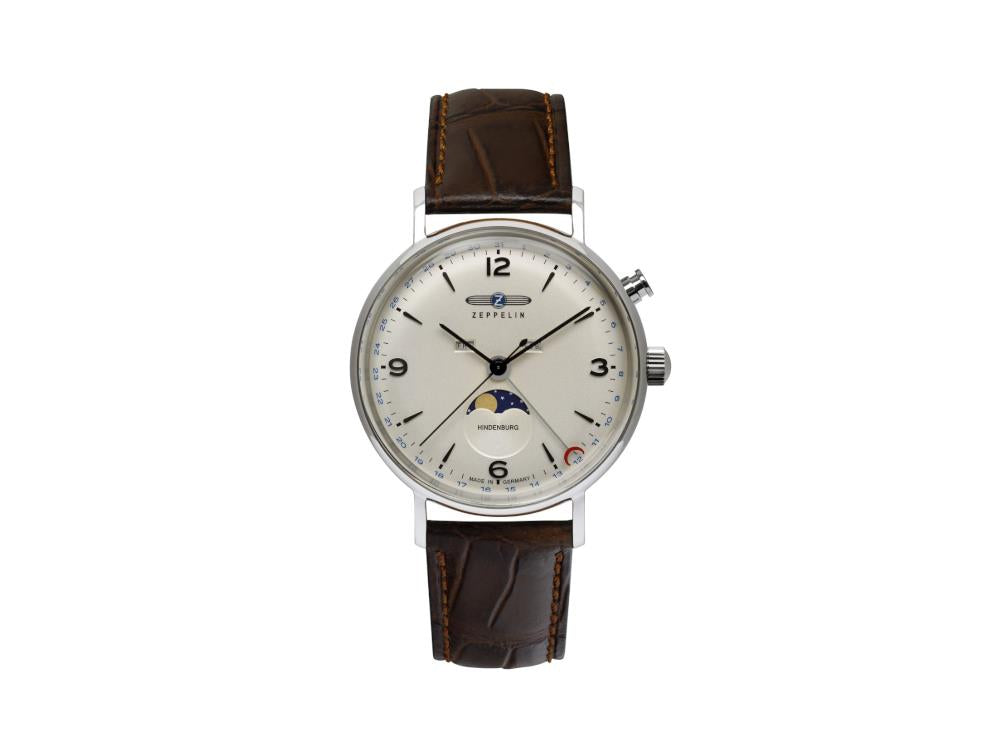 Zeppelin LZ 129 Hindenburg Moonphase Quartz Uhr, Beige, 41 mm, 8076-5