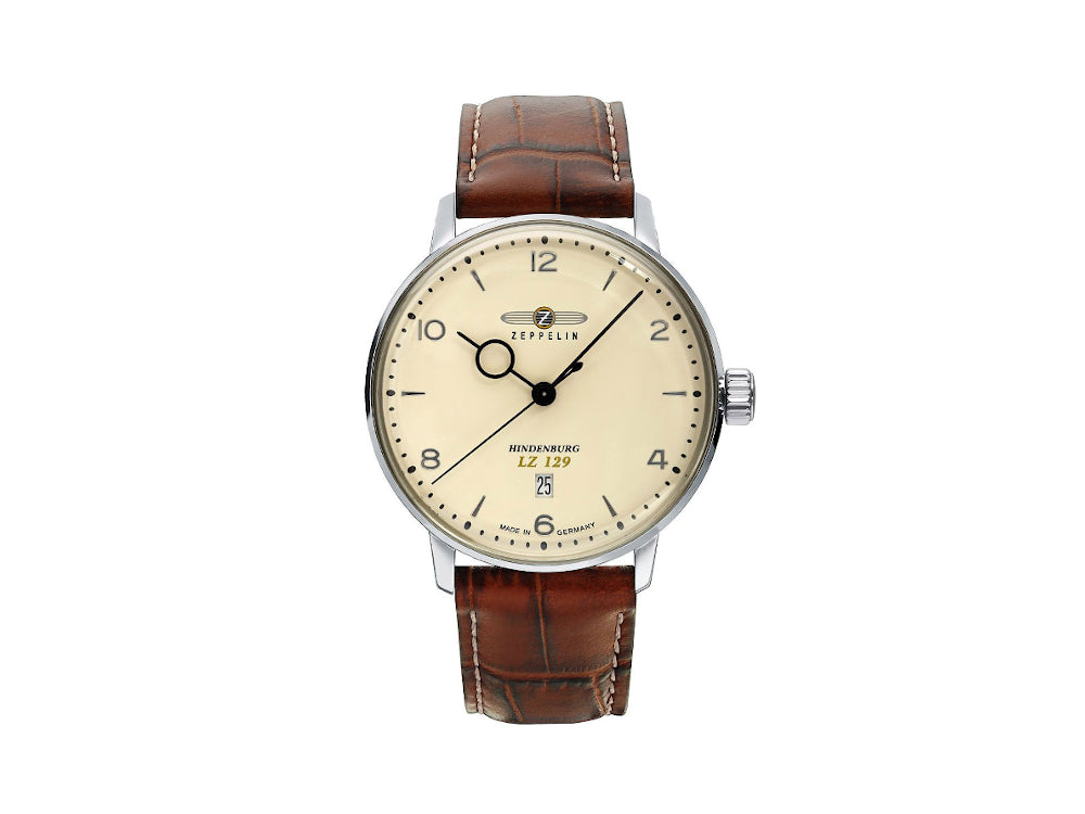 Zeppelin LZ 129 Hindenburg Quartz Uhr, Beige, 40 mm, Tag, Lederband, 8042-5