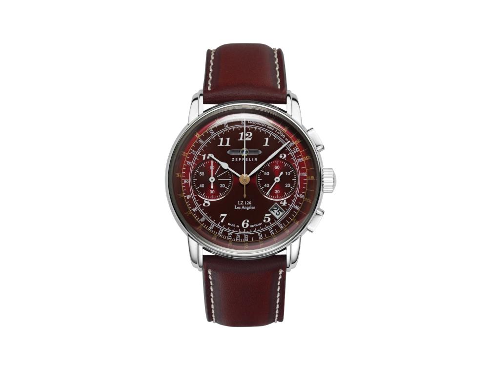 Zeppelin LZ126 Los Angeles Quartz Uhr, Rot, 42 mm, 7614-6
