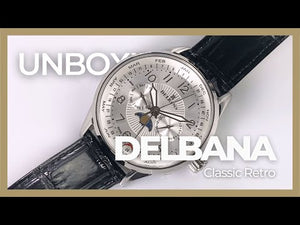 Delbana Classic Retro Moonphase Quartz Uhr, 42 mm, Lederband, 41601.646.6.064