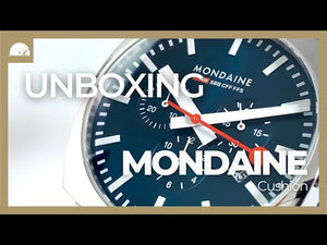 Mondaine Cushion Quartz Uhr, Blau, 41 mm, Leinenuhrband, MSL.41440.LD.SET