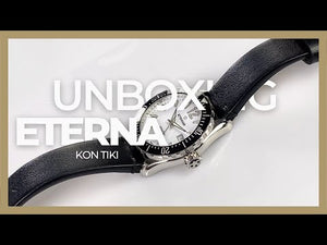 Eterna KonTiki Quartz Uhr, ETA Quartz 956.412, 36mm, Lederband, Schwarz