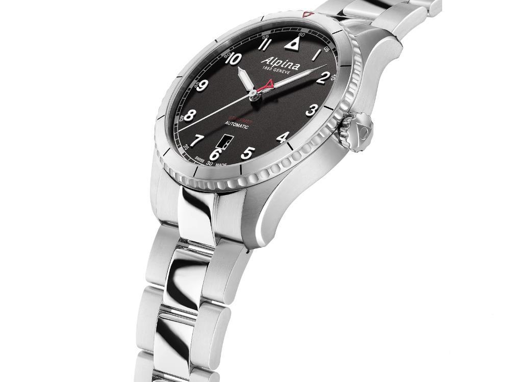 Alpina Startimer Pilot Automatik Uhr, 41 mm, Schwarz, Tag, AL-525BW4S26B