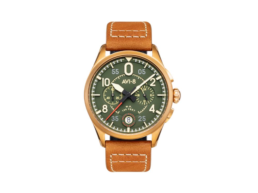 AVI-8 Spitfire Lock Chronograph Bronze Green Quartz Uhr, 42 mm, AV-4089-02