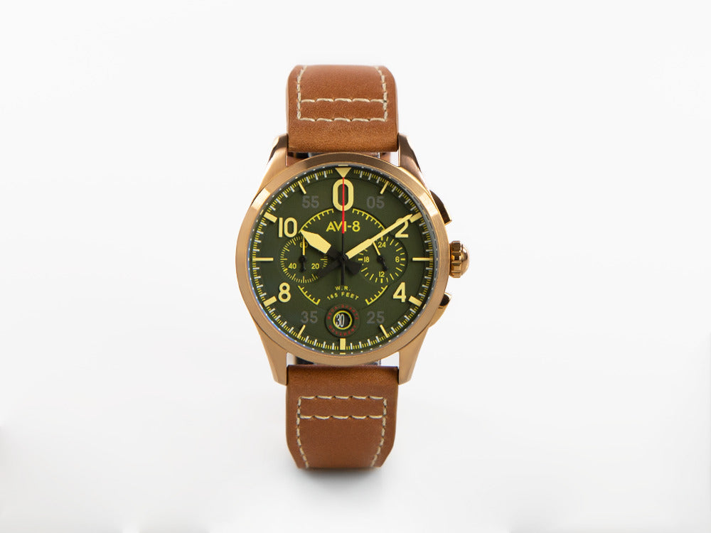 AVI-8 Spitfire Lock Chronograph Bronze Green Quartz Uhr, 42 mm, AV-4089-02