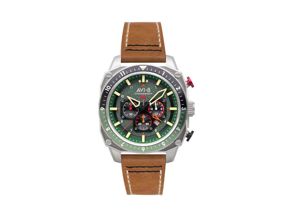 AVI-8 Hawker Hunter Atlas Dual Time Chrono Forest Quartz Uhr, 43 mm, AV-4100-01