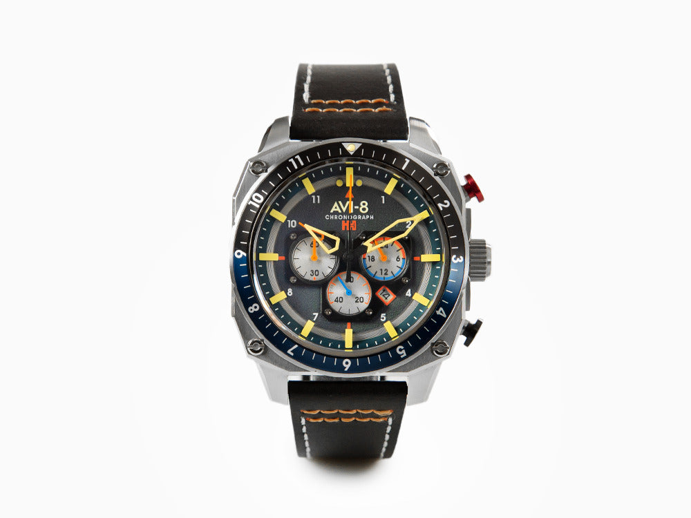 AVI-8 Hawker Hunter Atlas Dual Time Chrono Pavillion Blue Quartz Uhr, AV-4100-02