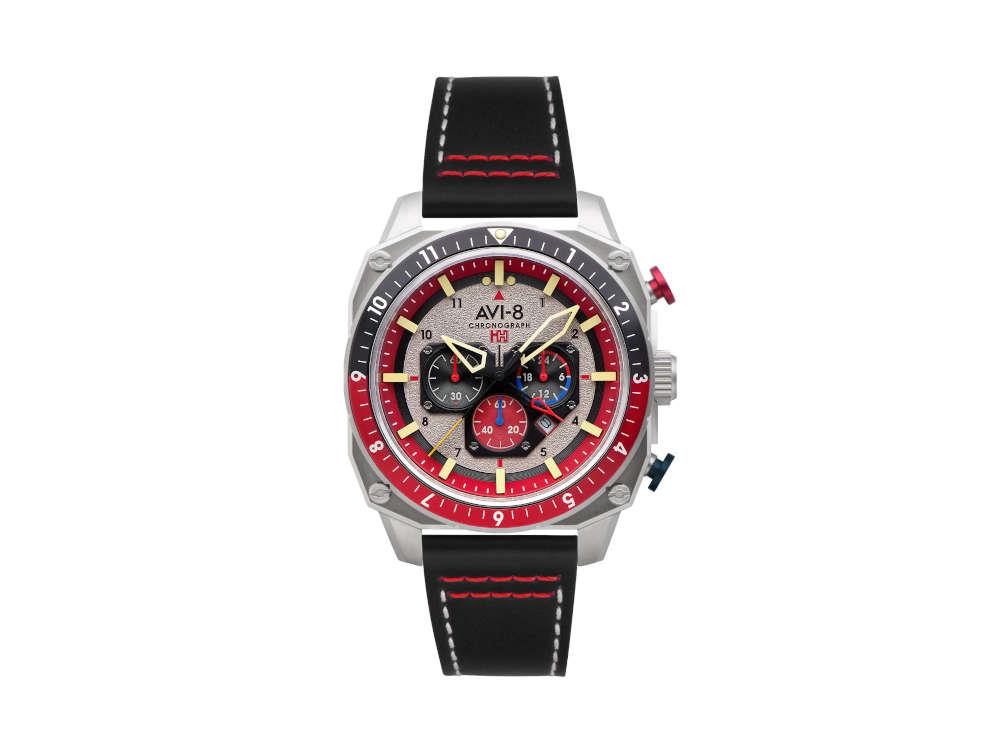 AVI-8 Hawker Hunter Atlas Dual Time Chrono Hazard Red Quartz Uhr, AV-4100-03