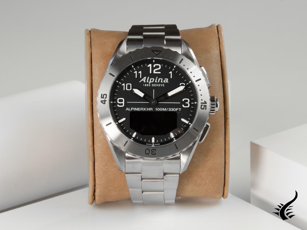 Alpina AlpinerX Alive Smartwatch, Schwarz, GMT, Alarm, AL-284LBBW5TAQ1B