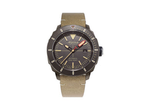 Alpina Seastrong Diver Automatik Uhr, Grau, 44 mm, 30 atm, Leder, AL-525LGG4TV6