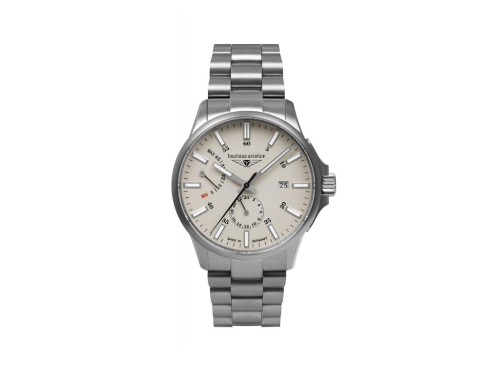Bauhaus Aviation Automatik Uhr, Titan, Beige, 42 mm, Tag, 2860M-5