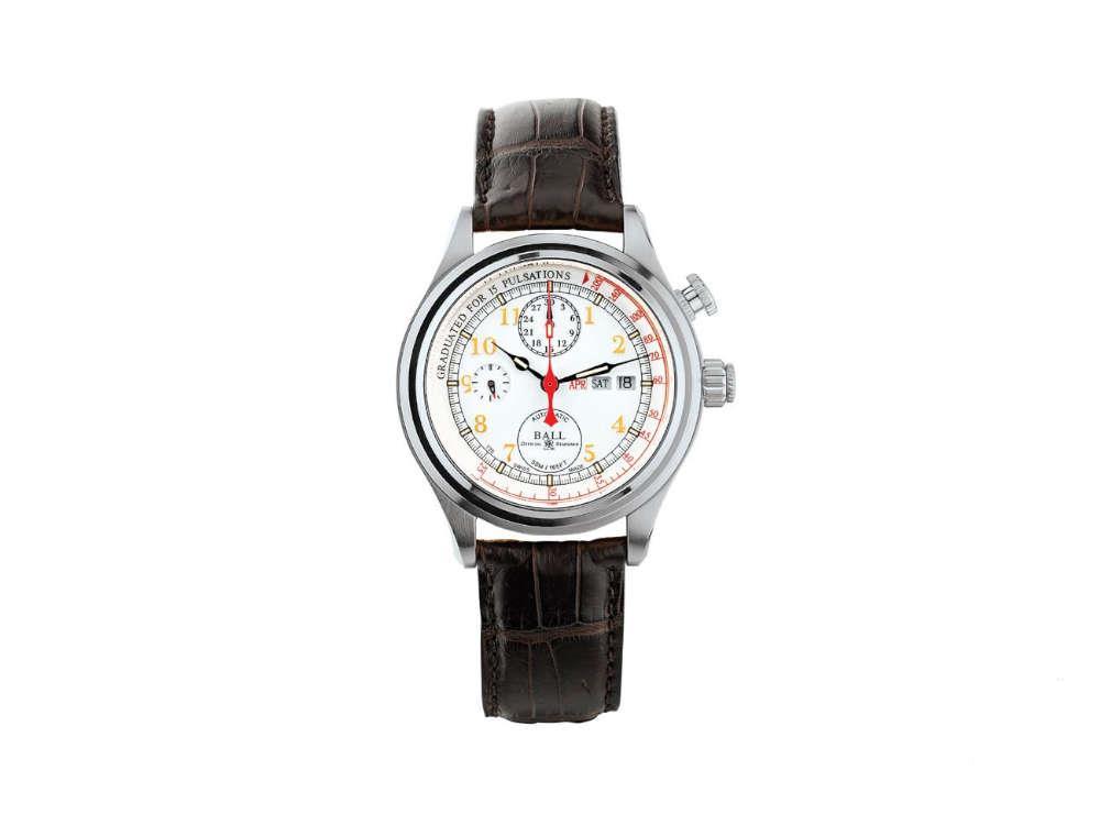 Ball Trainmaster Doctor's Chronograph Uhr, Weiss, Crocodileband, Lim.Edition
