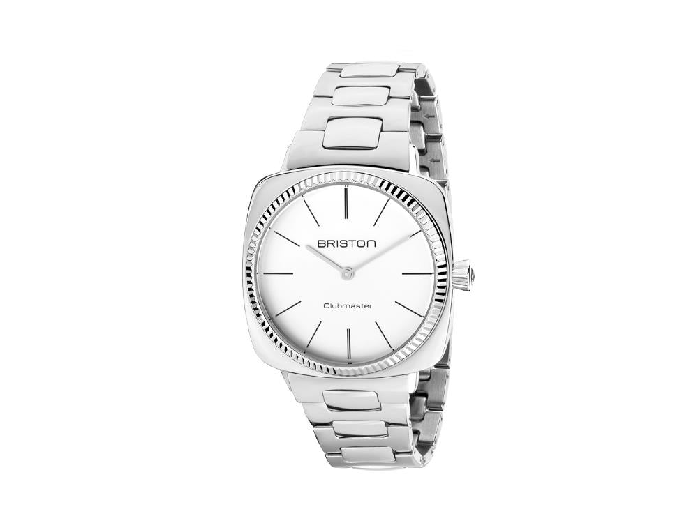 Briston Clubmaster Elegant Quartz Uhr, Weiss, 37 mm, 22937.S.E.2.SB