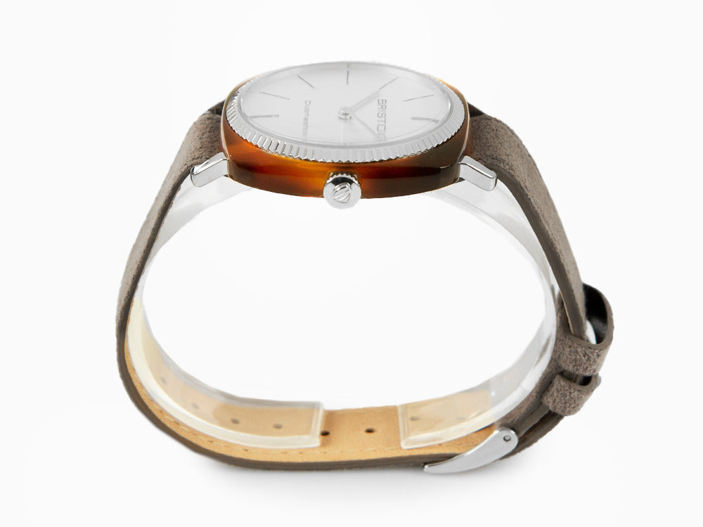 Briston Clubmaster Elegant Quartz Uhr, Weiss, 37 mm, 22937.SA.T.2.LNT