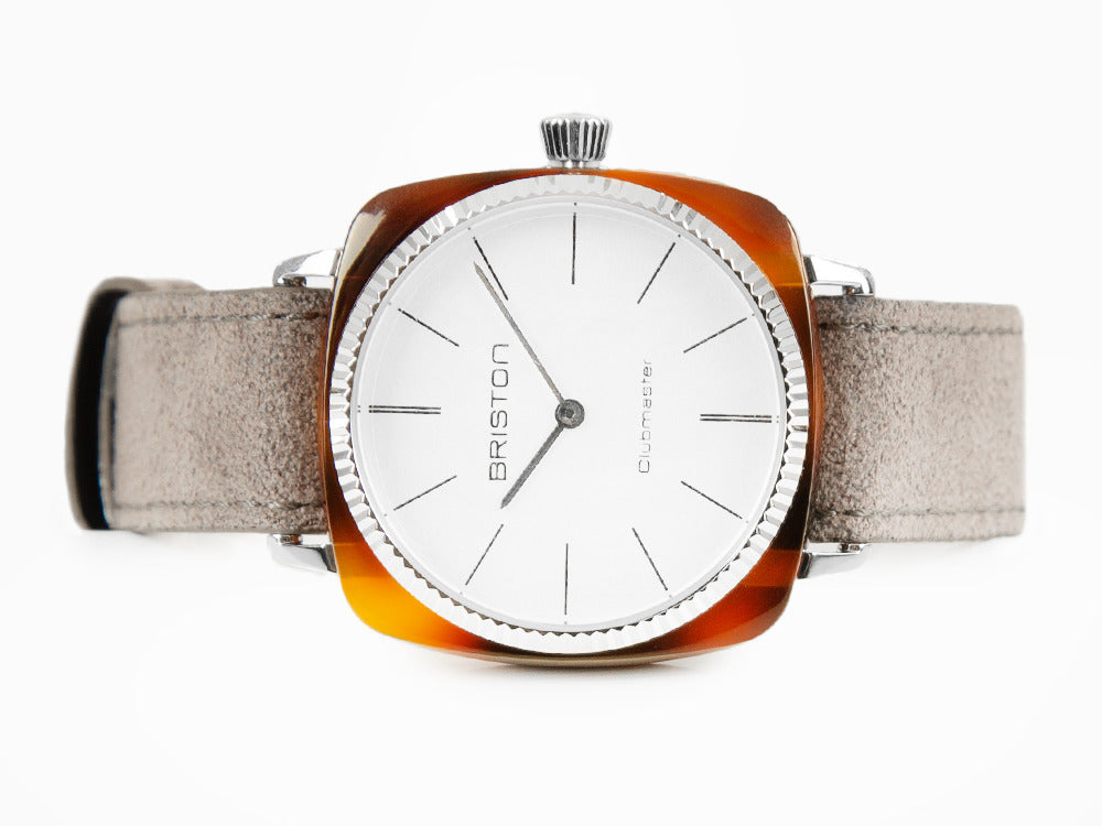 Briston Clubmaster Elegant Quartz Uhr, Weiss, 37 mm, 22937.SA.T.2.LNT