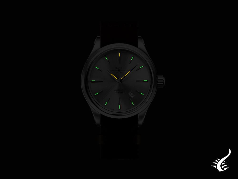 Ball Trainmaster Legend Automatik Uhr, 40 mm, Silber, Lederband, NM9080D-L1J-SL