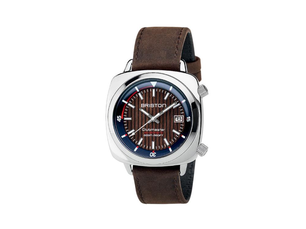 Briston Clubmaster Diver Automatik Uhr, Braun, 42 mm, 18642.PS.D.9W.LVC