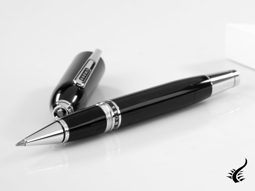 Cross Peerless 125 Roller, Lack, Schwarz, Platinierte Beschläge, AT0705-1