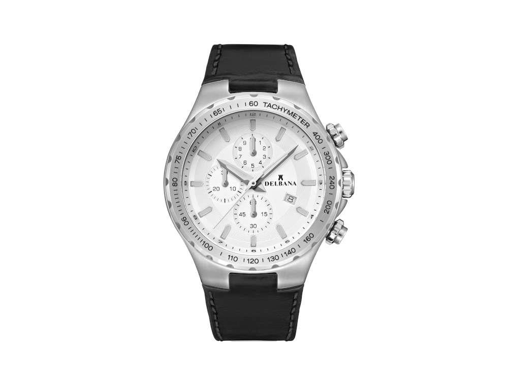 Delbana Sports Barcelona Quartz Uhr, Silber, 44 mm, Lederband, 41602.674.6.061