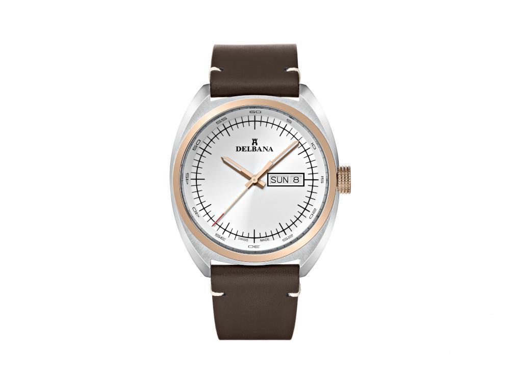 Delbana Classic Locarno Quartz Uhr, PVD, Weiss, 41.5 mm, 53601.714.6.012