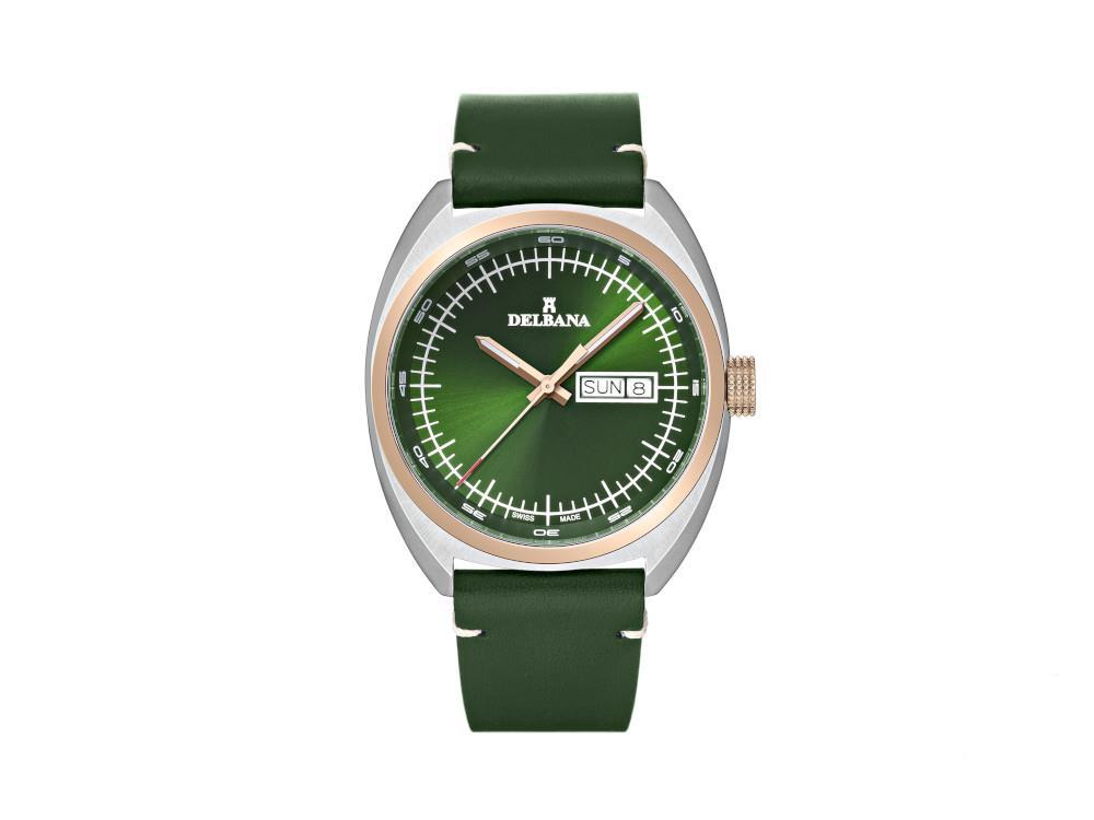 Delbana Classic Locarno Quartz Uhr, PVD, Grün, 41.5 mm, 53601.714.6.142