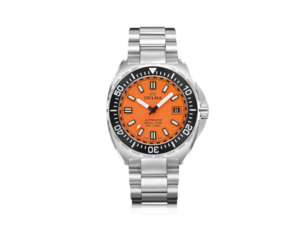 Delma Diver Shell Star Automatik Uhr, Titan, Orange, 41 mm, 32701.750.6.151