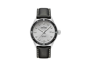 Delma Diver Cayman Automatik Uhr, Silber, 42 mm, Lederband, 41601.706.6.061