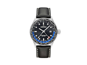 Delma Diver Cayman Worldtimer Quartz Uhr, Schwarz, 42mm, 20 atm, 41601.712.6.031