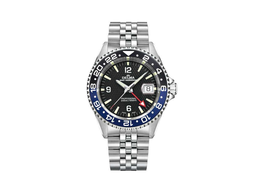Delma Diver Santiago GMT Quartz Uhr, Blau, 43 mm, 20 atm, 41701.648.6.044