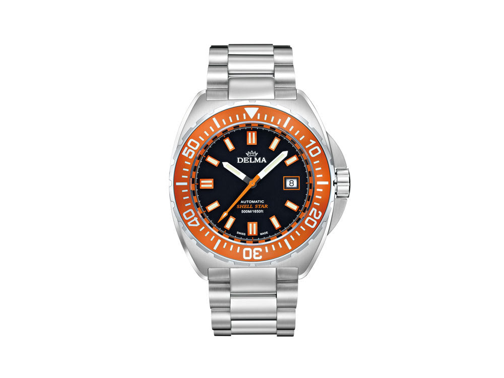 Delma Diver Shell Star Automatik Uhr, Schwarz, 44 mm, 41701.670.6.151