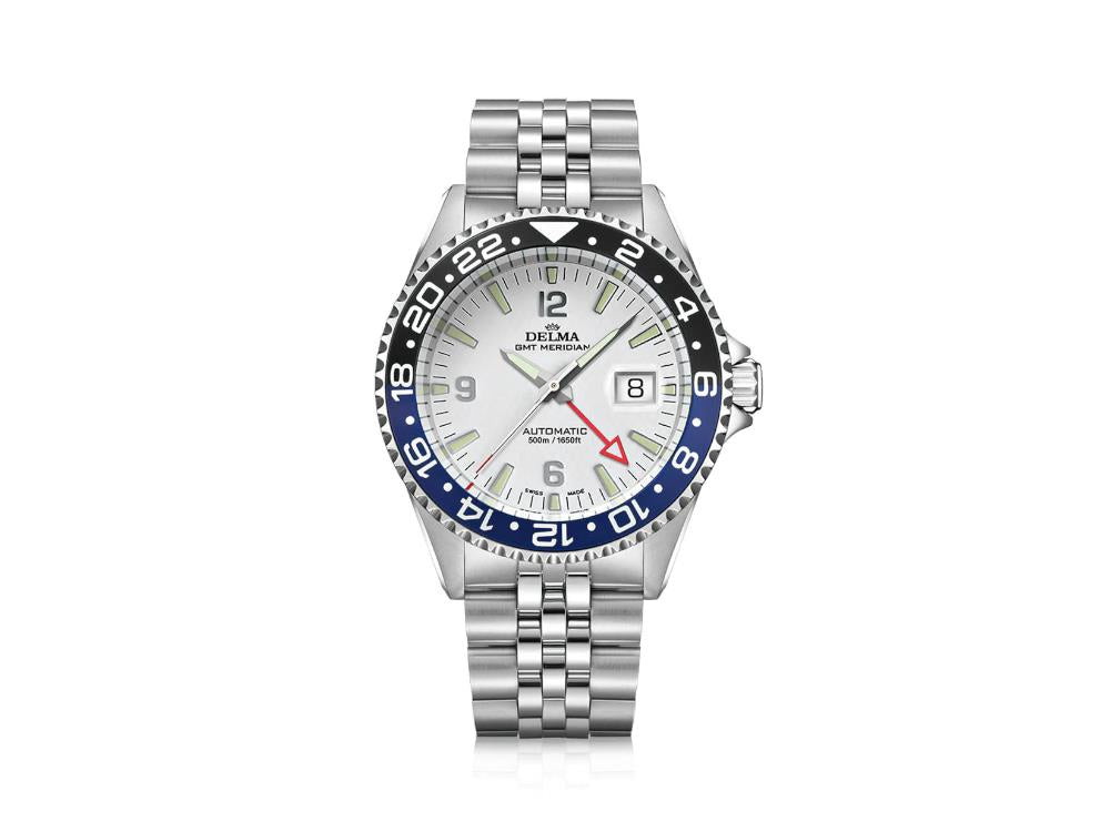 Delma Diver Santiago GMT Meridian Automatik Uhr, Weiss, 43 mm, 41702.756.6.014