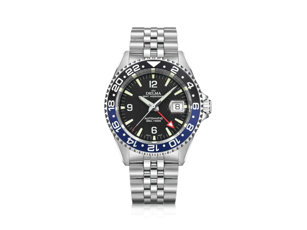 Delma Diver Santiago GMT Meridian Automatik Uhr, Schwarz, 43 mm, 41702.756.6.034