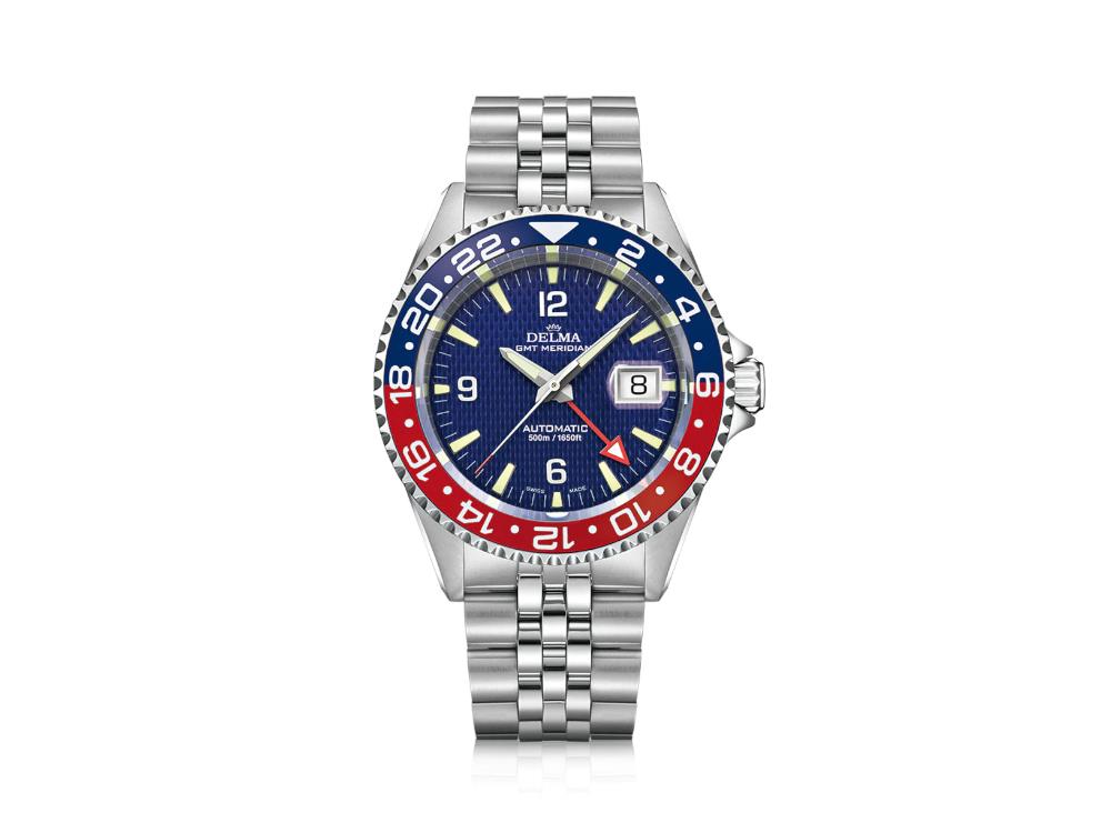 Delma Diver Santiago GMT Meridian Automatik Uhr, Blau, 43 mm, 41702.75 -  Iguana Sell DE