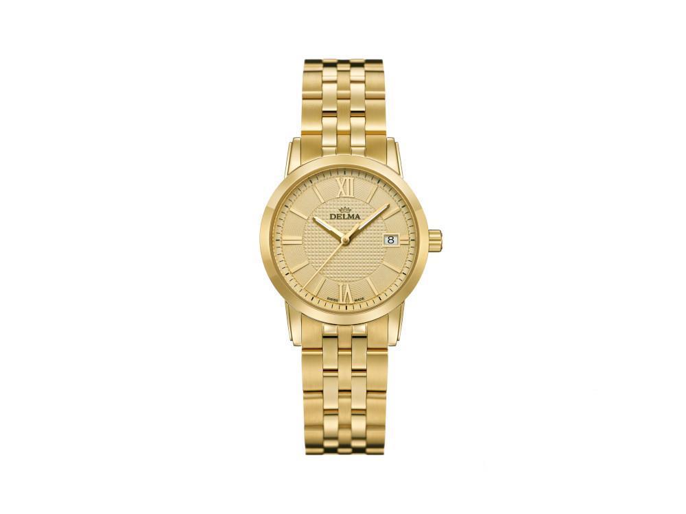 Delma Dress Cordoba Ladies Quartz Uhr, Golden, 28mm, 5 atm, 42702.527.1.021