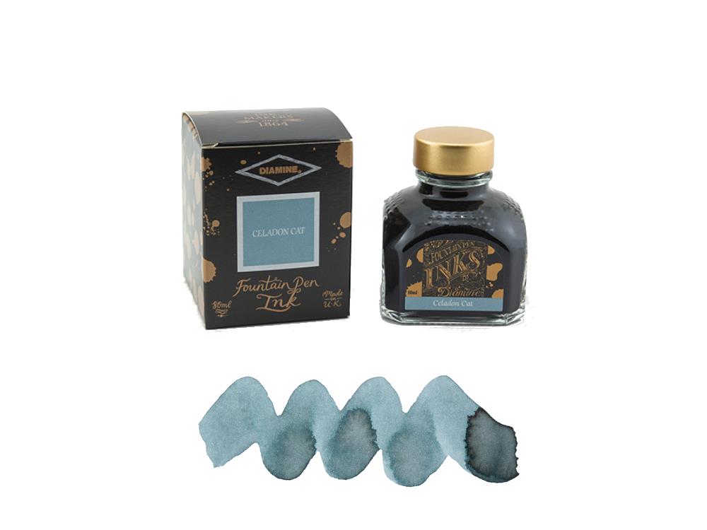 Diamine Tintenfass, 80ml, Celadon Cat, Glas