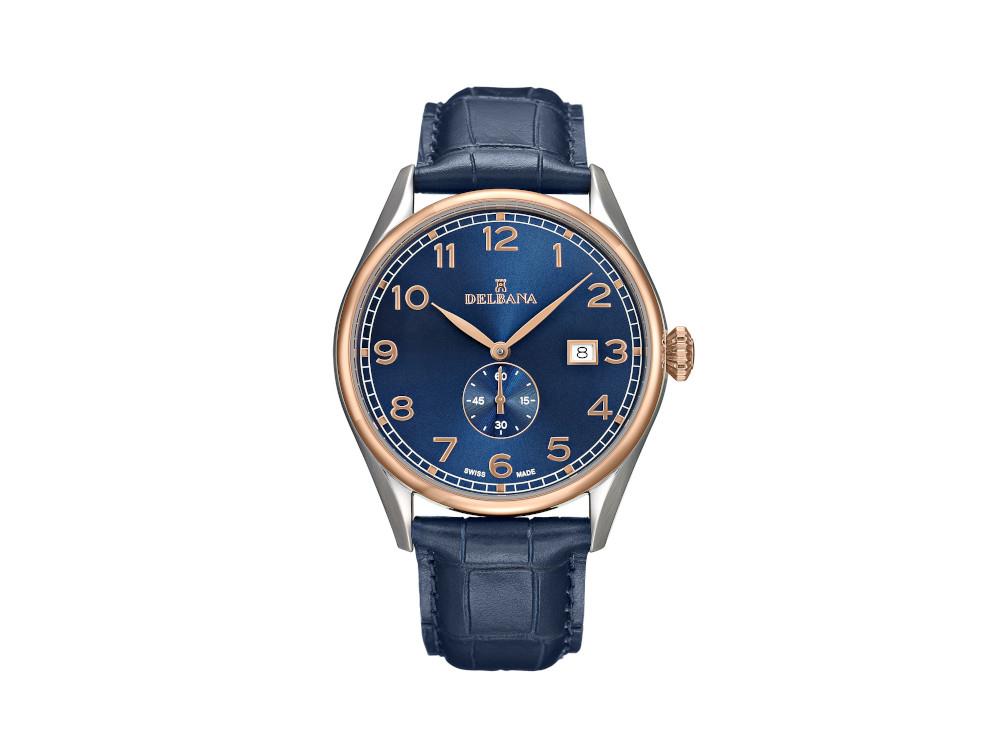 Delbana Classic Fiorentino Quartz Uhr, Blau, 42 mm, Lederband, 53601.682.6.042