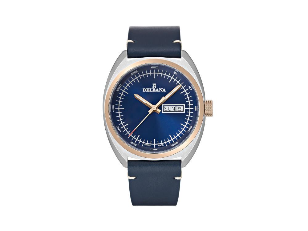 Delbana Classic Locarno Quartz Uhr,PVD, Blau, 41.5 mm, 53601.714.6.042