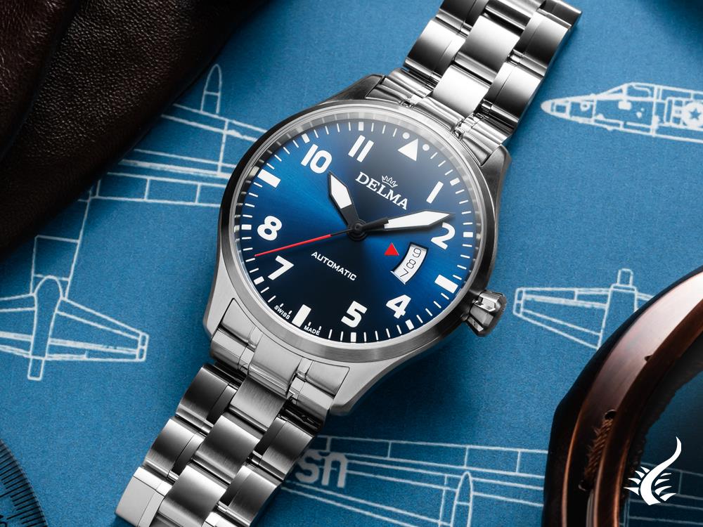 Delma Aero Commander Automatik Uhr, Blau, 45 mm, 41702.570.6.049
