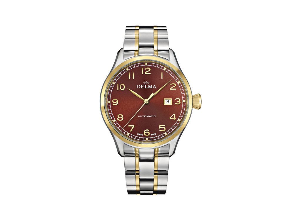 Delma Aero Automatik Uhr, Braun, 45 mm, Edelstah- PVD und gold, 52701.570.6.102