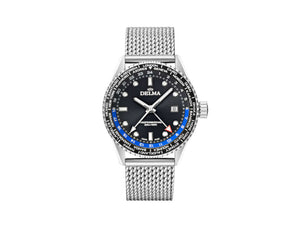 Delma Diver Cayman Worldtimer Quartz Uhr, Schwarz, 42mm, 20 atm, 41801.712.6.031
