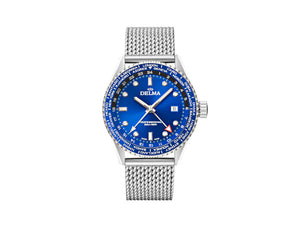 Delma Diver Cayman Worldtimer Quartz Uhr, Blau, 42 mm, 20 atm, 41801.712.6.041